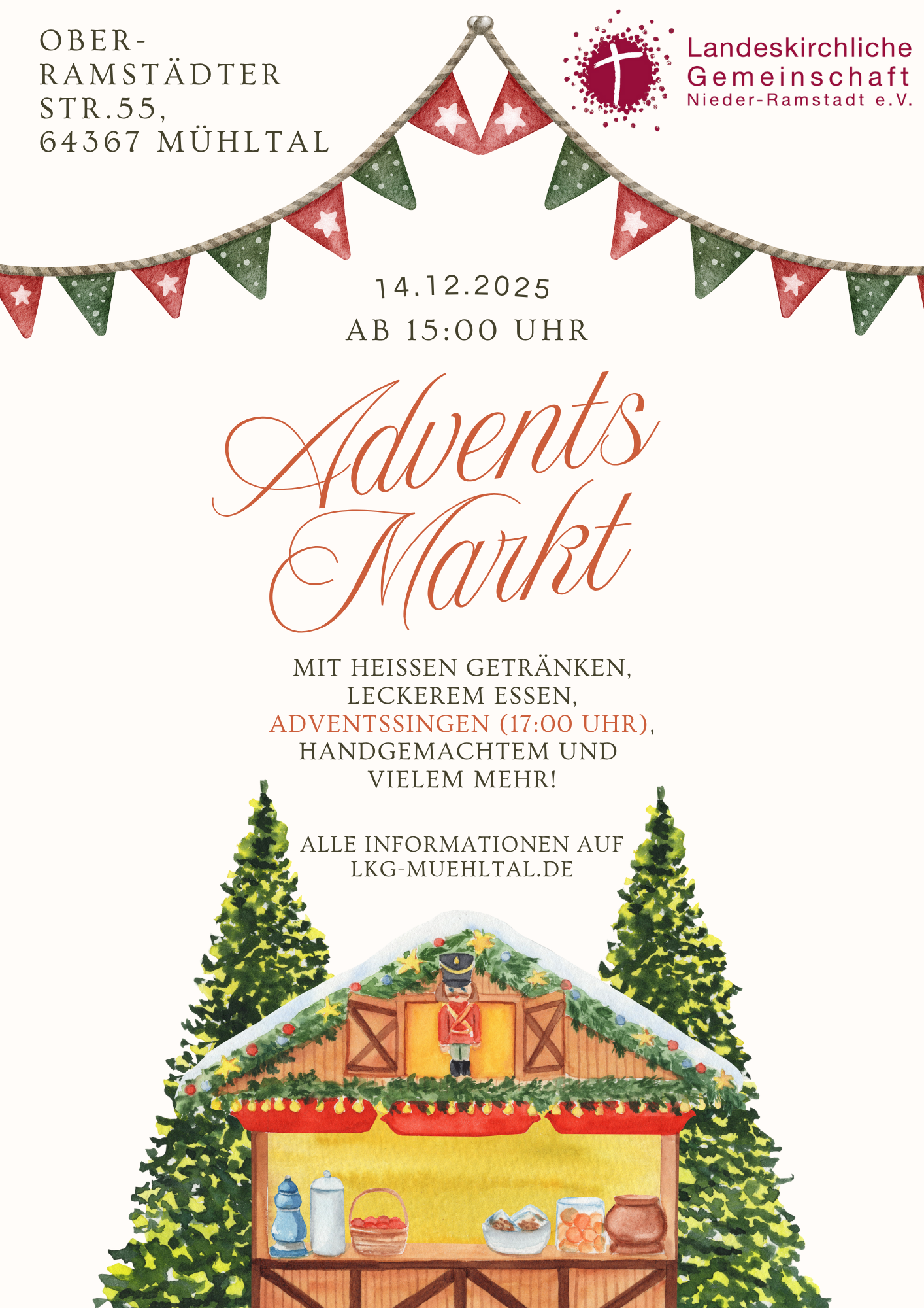 Grün Rot Festlich Aquarell Illustriert Weihnachtsmarkt Event Veranstaltung Flyer - 1 Grün Rot Festlich Aquarell Illustriert Weihnachtsmarkt Event Veranstaltung Flyer - 1
